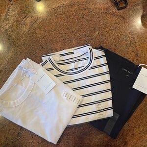 NEW! (3)Free Assembly Capped Sleeve T-Shirts White, Navy, Striped.Size XS NWT